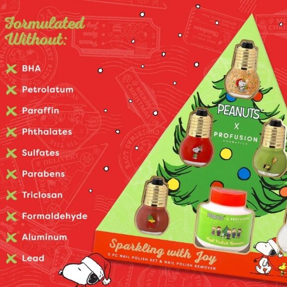 Profusion X Peanuts Sparkling w/Joy 5-PC Nail Polish Set & Remover - Picture 7 of 9